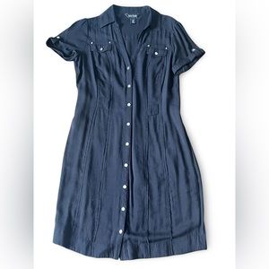 White House Black Market Black Button-Down Dress - V-Neck